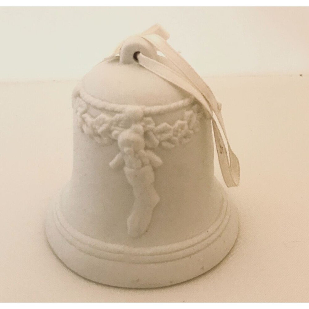 #2951 White Ceramic Santa Bell